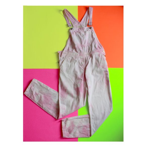 ASOS Denim - ASOS DESIGN Denim tie dye Dungaree in Pink overall